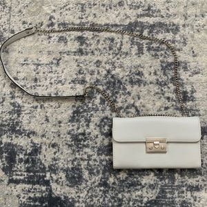 Grey and Silver Crossbody Leather Bag
